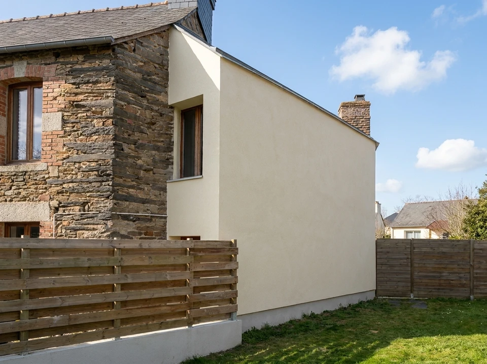 Peinture et plâtrage du mur d'échafaudage de la maison extérieure